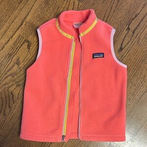 Patagonia Pink Fleece Vest with Yellow Trim